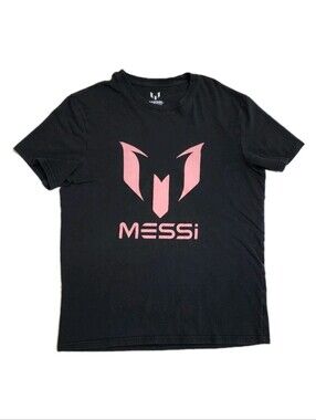 MESSI Collection Logo Graphic Tee Black/ Pink Soccer Activewear T-Shirt Size M